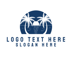 Coconut Tree - Blue Ocean Beach logo design