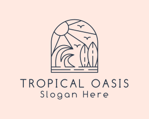 Island - Vacation Island Surfing logo design