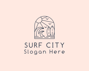 Vacation Island Surfing  logo design