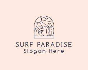 Vacation Island Surfing  logo design