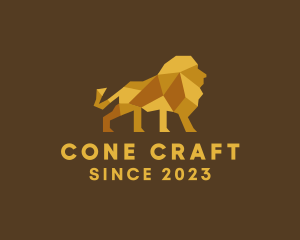 Golden Origami Lion logo design