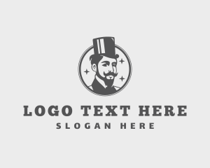 Mens Salon - Top Hat Gentleman logo design