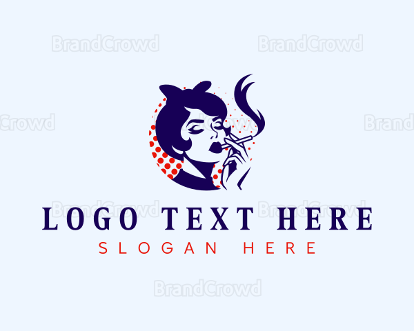 Lady Smoking Cigarette Logo