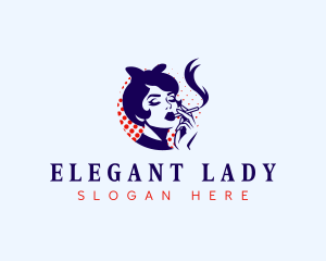 Lady Smoking Cigarette logo design