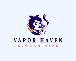 Lady Smoking Cigarette logo design