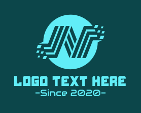 Pixelate - Blue Technology Letter N logo design