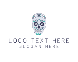 Dia De Los Muertos - Flower Festive Skull logo design