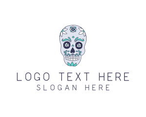 Mezcal - Flower Festive Skull logo design