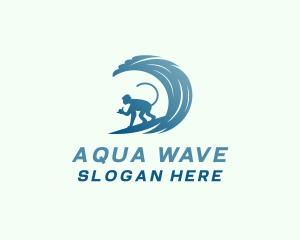 Monkey Surfer Wave logo design