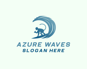 Monkey Surfer Wave logo design