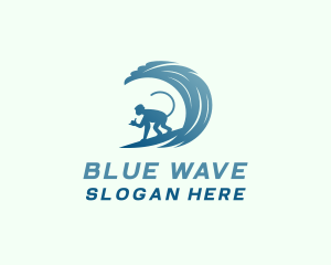 Monkey Surfer Wave logo design