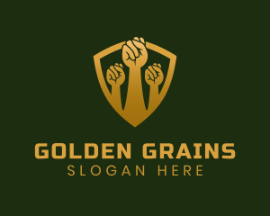 Golden Unity Fist logo design