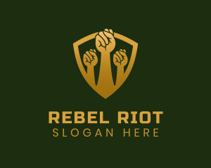 Protest - Golden Unity Fist logo design