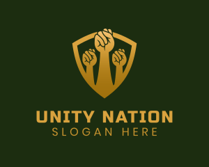 Golden Unity Fist logo design