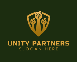 Golden Unity Fist logo design