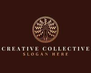 Decorative Woman Tree logo design