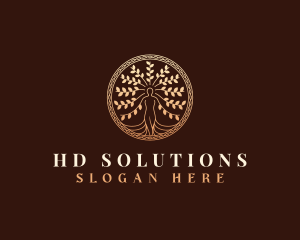 Decorative Woman Tree logo design