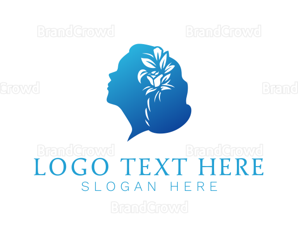 Blue Floral Hair Beauty Logo