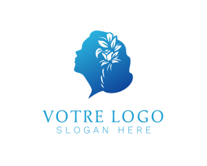 Cosmetic - Blue Floral Hair Beauty logo design