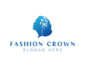 Blue Floral Hair Beauty logo design