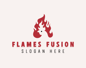 Chicken BBQ Flame logo design