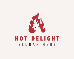 Chicken BBQ Flame logo design