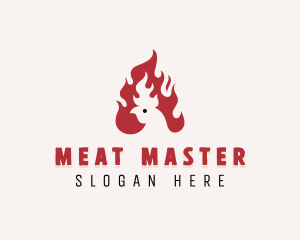 Chicken BBQ Flame logo design