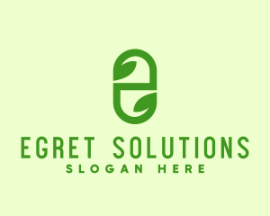 Green Organic Medicine Letter E logo design