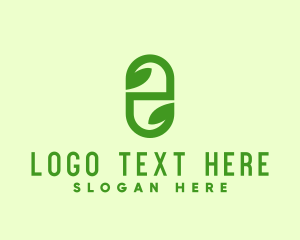 Pill - Green Organic Medicine Letter E logo design