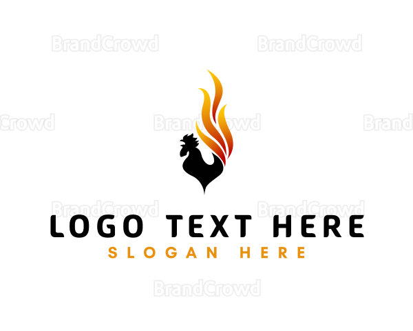 Flaming Fire Rooster Logo