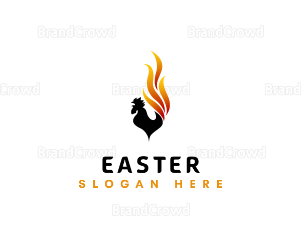 Flaming Fire Rooster Logo