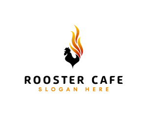 Rooster - Flaming Fire Rooster logo design