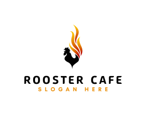 Flaming Fire Rooster  logo design