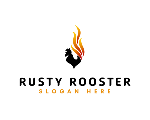 Flaming Fire Rooster  logo design