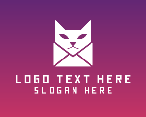 Mail - Kitten Cat Envelope logo design