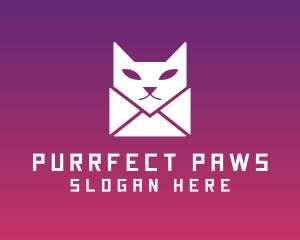 Kitten Cat Envelope logo design