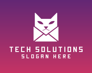 Cat - Kitten Cat Envelope logo design