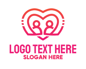 Love - Pink Love Heart Couple logo design