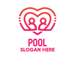 Pink Love Heart Couple Logo