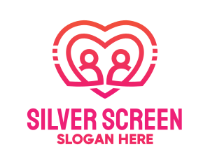 Pink Love Heart Couple Logo