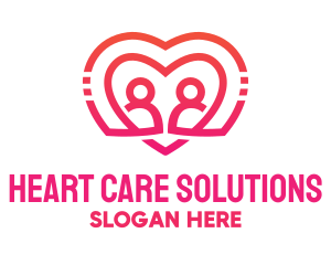 Pink Love Heart Couple logo design