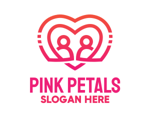 Pink Love Heart Couple logo design