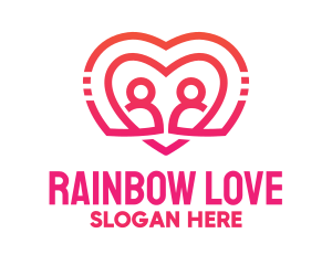 Pink Love Heart Couple logo design