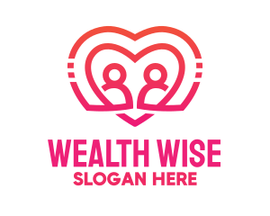 Wedding Anniversary - Pink Love Heart Couple logo design