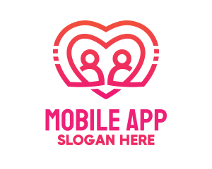 Love Story - Pink Love Heart Couple logo design