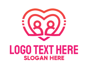 Pink Love Heart Couple Logo