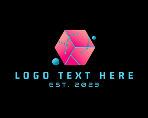 Cyberspace - Circuit Cube Hexagon logo design
