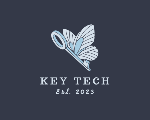 Butterfly Flying Key  logo design