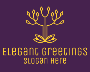 Golden Elegant Tree Branch logo design