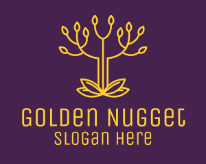 Golden Elegant Tree Branch logo design